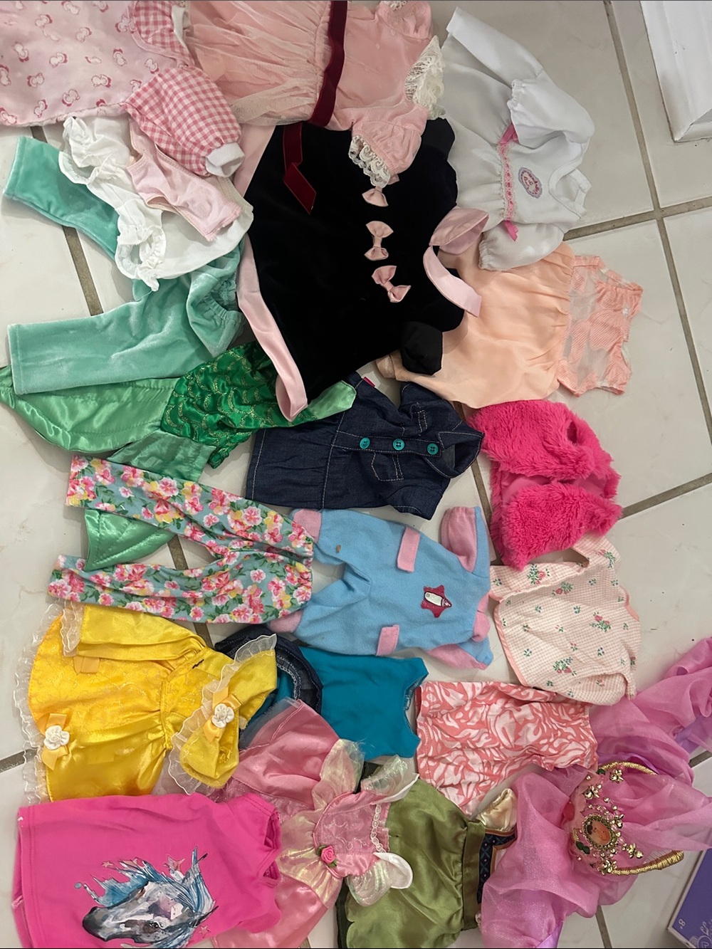 Assorted Doll Clothes - Pink, Green, Yellow, Blue Mix